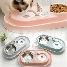 Двойное использование миска для домашних животных пластиковая миска для собак и кошек автоматический диспенсер воды для миски кормушка аксессуары Принадлежности для животных вода диспенсер многоцветный