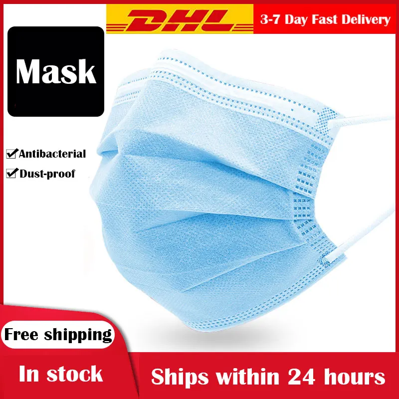 

Fast Delivery Disposable Protective Mask 50/100/200pcs Three Layers Antibacterial Facial Cover FFP2 FFP3 KF94 N95 Anti Dust Mask