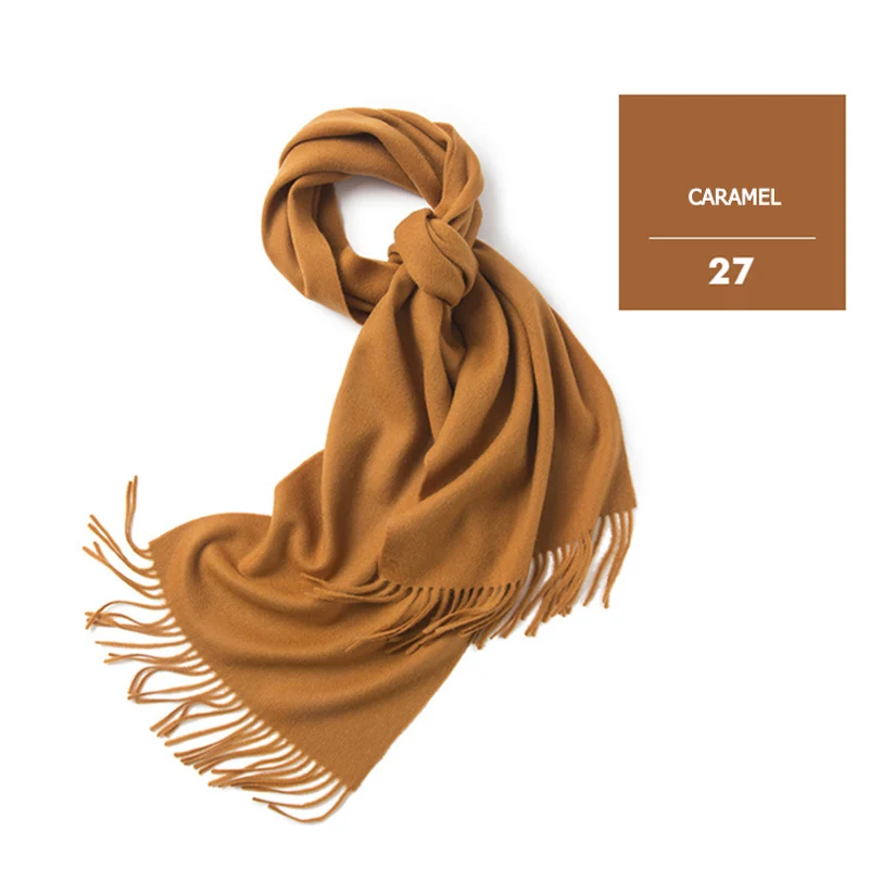 Wixra, базовый Одноцветный шарф из овечьей шерсти, шаль, теплые шарфы, кашемировые шарфы на каждый день, Осень-зима, одежда Msut - Цвет: 27 Caramel