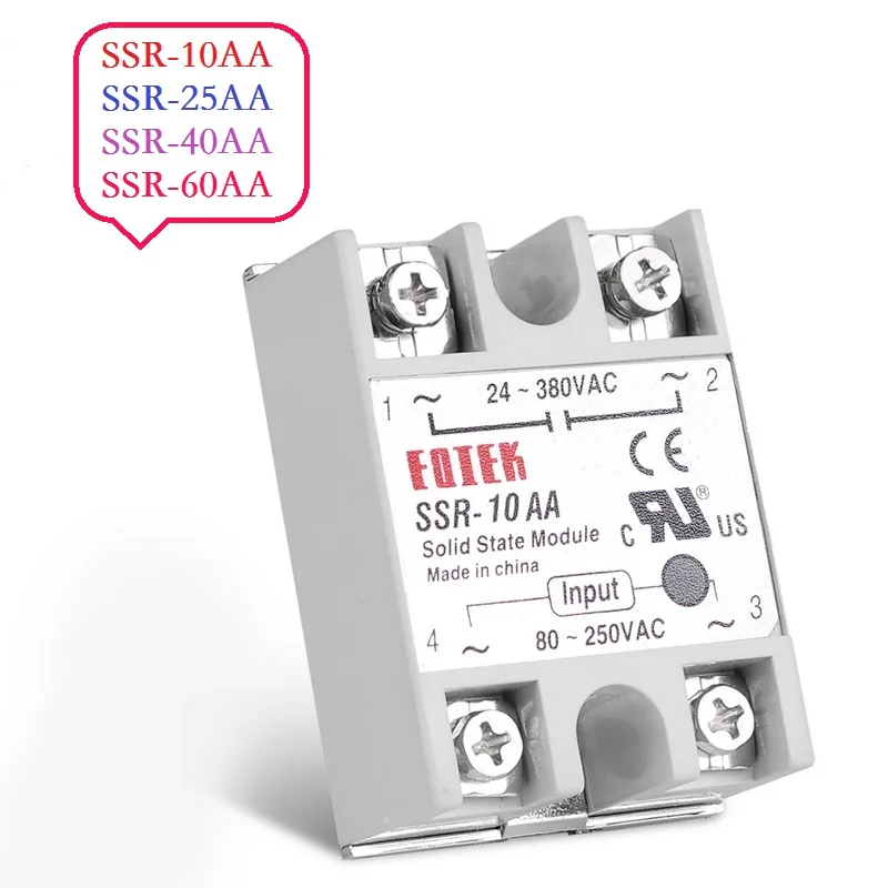 

AC-AC Single Phase Solid State Relay 10A 25A 40A 60A SSR Module SSR 10AA 25AA 40AA 60AA 80-250V AC 220V To 24-380V AC