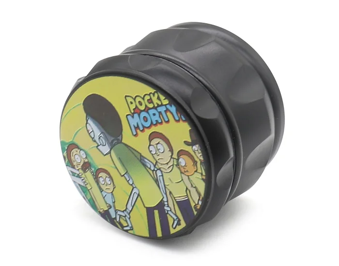 Black 63mm Rick and Morty Drum Type Herb Grinder Zinc Alloy 4 Layers Metal Tobacco Hand Muller Crusher Smoke Gift - Цвет: Black