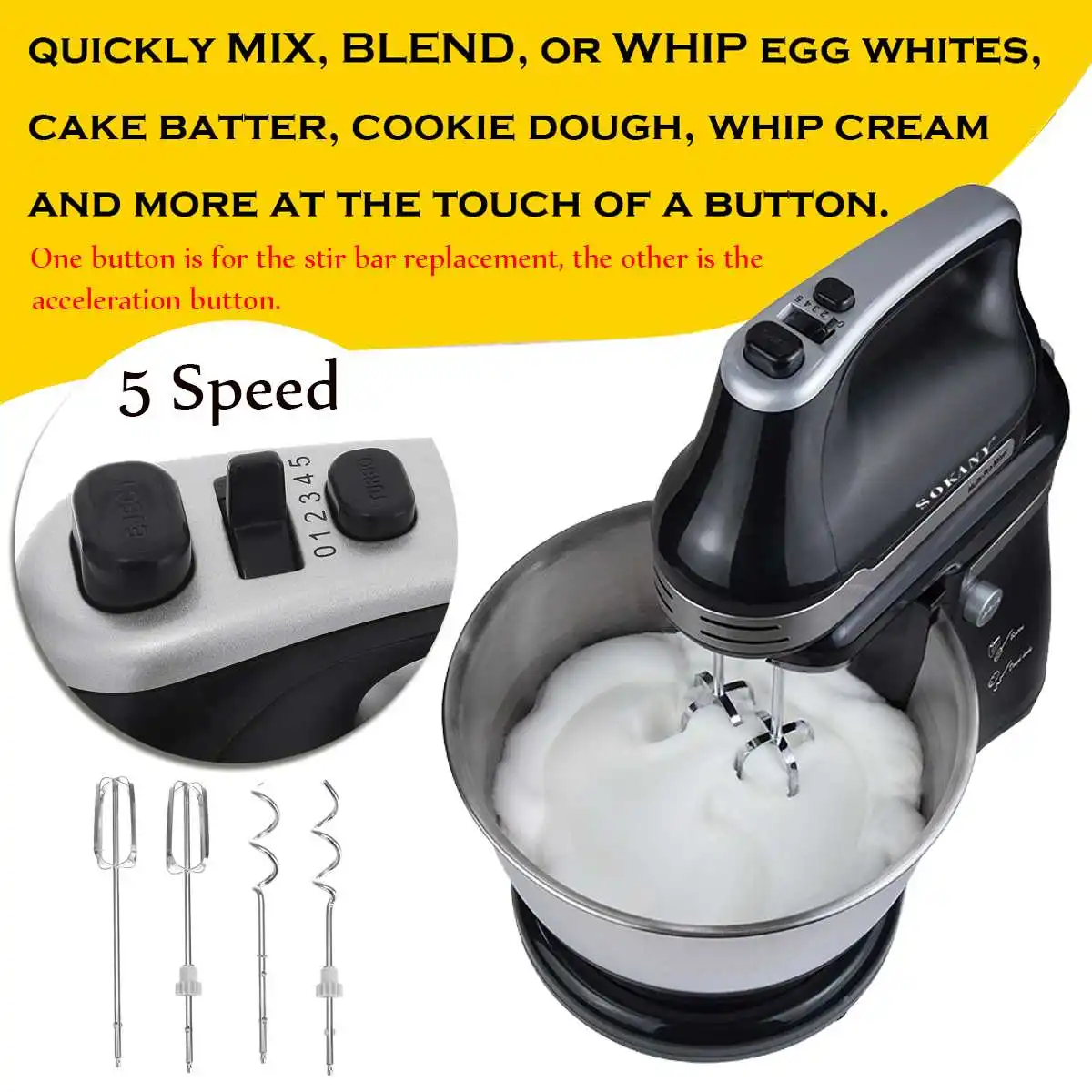 Electric Food Mixer Mute 4.2L Stainless Steel Bowl Table Stand Cake Dough Mixer Handheld Egg Beater Blender Kitchen Mixer