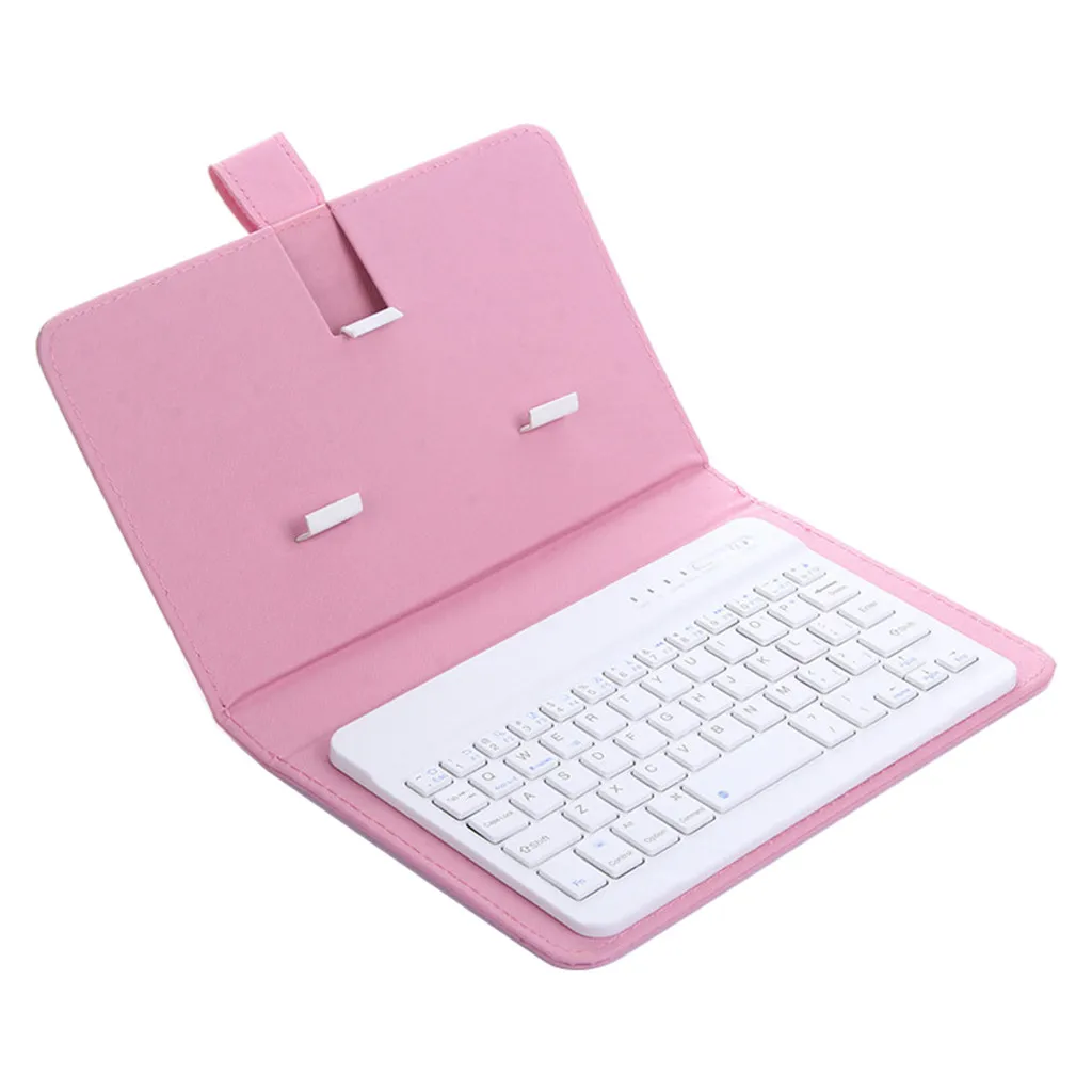 

VOBERRY Mini Portable Leather Wireless Bluetooth Keyboard Desktop Stand For Android Phones And Tablets Portable Operation 814#2