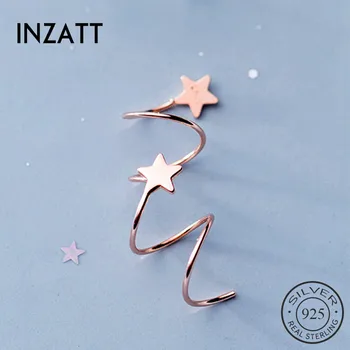 

INZATT Real 925 Sterling Silve Star Wave Hoop Earrings For Fashion Women Party Minimalist Fine Jewelry 2019 Accessories