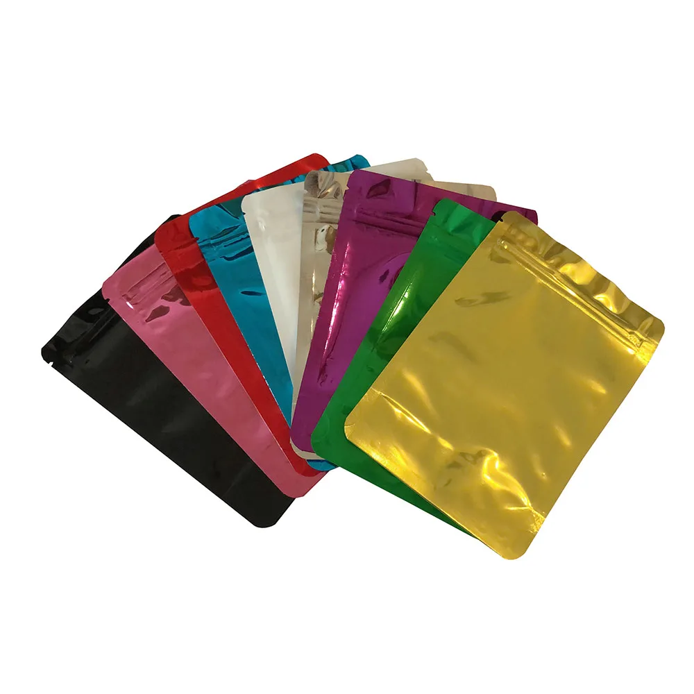 100 шт цветные стойкие многоразовые майларовые пакеты на молнии, мешки из алюминиевой фольги для хранения продуктов, яркие цвета, устойчивые к запаху