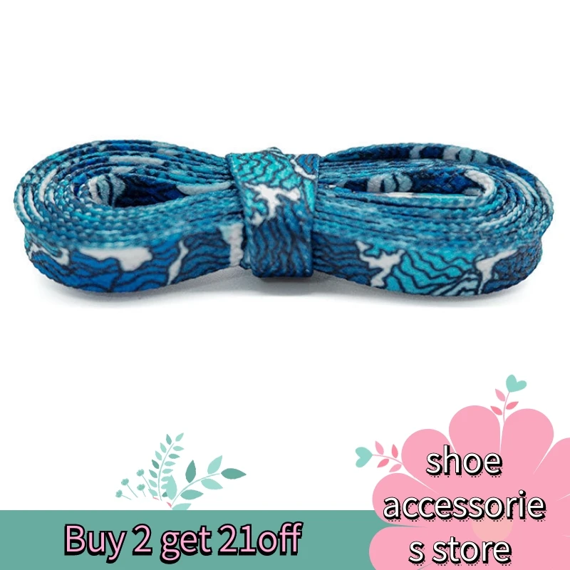 

100 120cm trend Chinese wind wave printing laces sports shoes board shoes small white shoes basketball shoes AF1 thickened laces