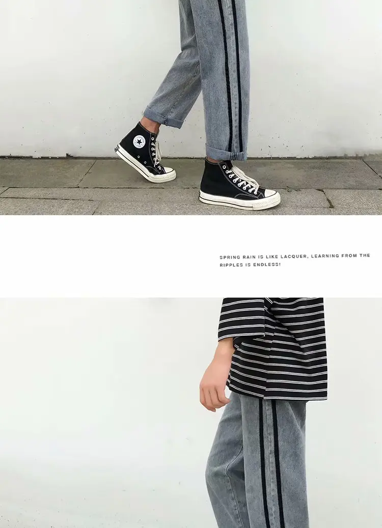 Liketkit, мужские повседневные джинсы, мужские однотонные прямые джинсовые штаны в полоску, мужские свободные шаровары, винтажные синие осенние модные брюки