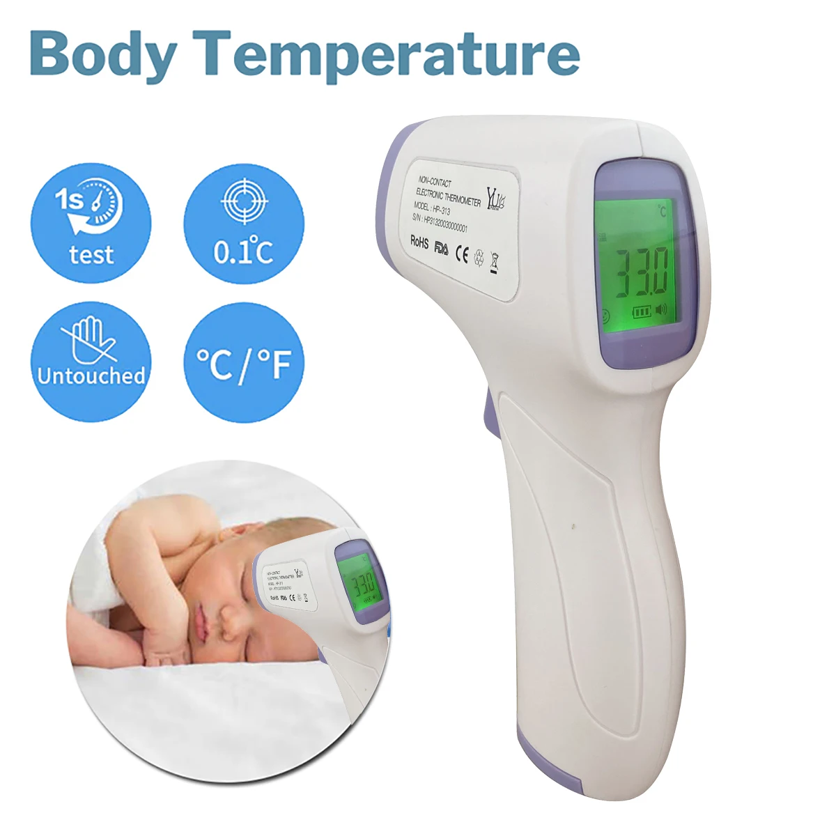 

In Stock Digital Thermometer Infrared Baby Adult Forehead Non-contact Infrared Thermometer LCD Backlight Termometro Infravermelh