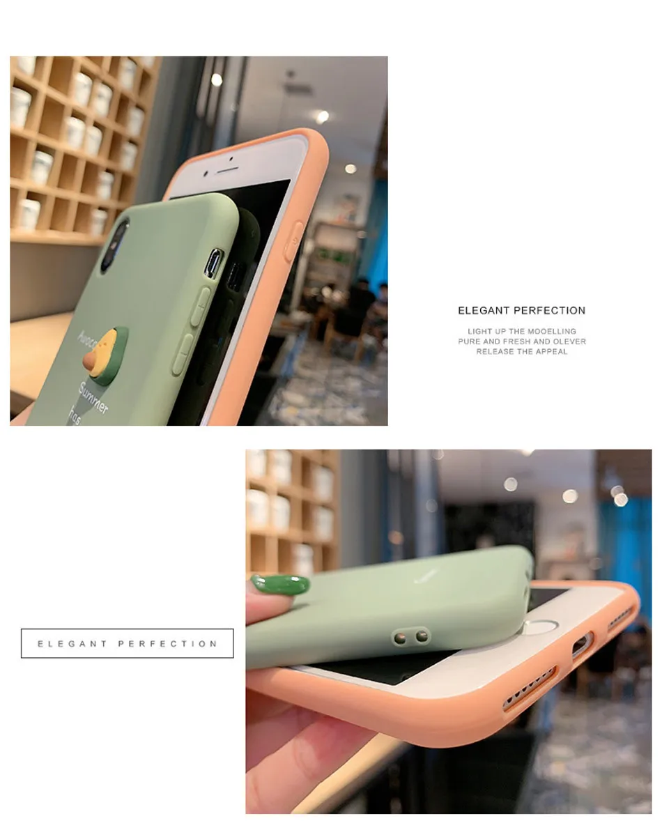 IPWSOO 3D силиконовый чехол с авокадо и фруктами для iPhone 11 Pro XS Max XR, мягкий ТПУ чехол для телефона с буквами для iPhone X, 6, 6 s, 7, 8 Plus, чехол
