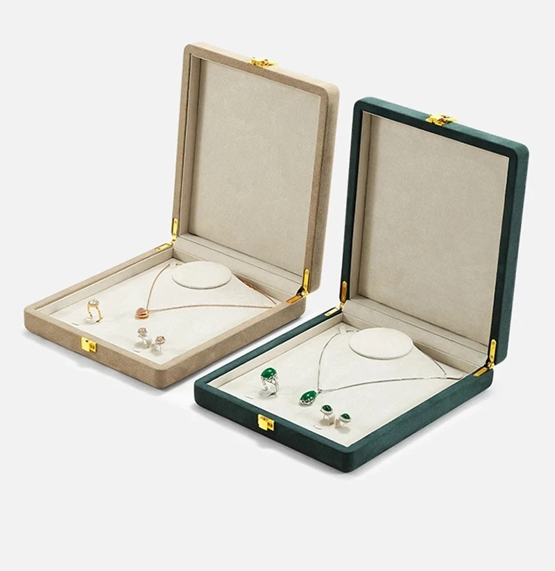 Large Gift Box Multifunction Necklace Ring Earring Pendant Jewelry Holder Boxes Velvet Retro Storage Case Display
