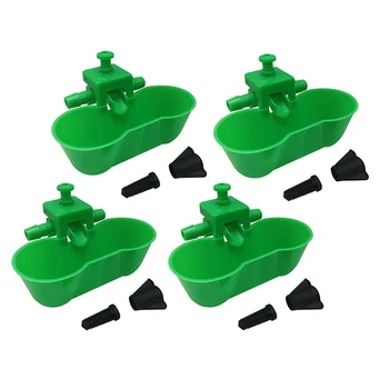 

4 pcs Green Double Bowl Drinking Water Quail Automatic Cup Size Reference Picture Convenient Cleaning Automatic Fill Water