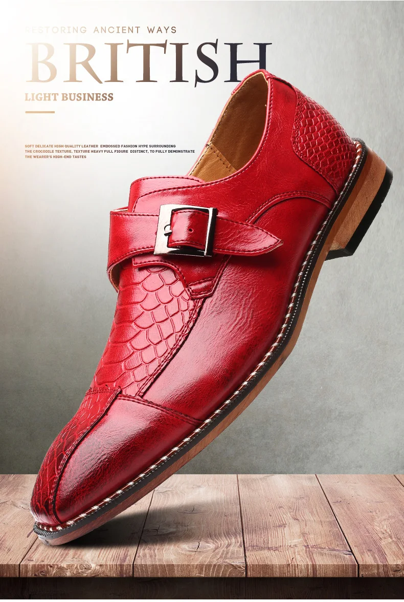 Misalwa мужские туфли наивысшего качества на ремешке; модельные туфли ручной работы из импортной кожи; деловые официальные туфли размера плюс