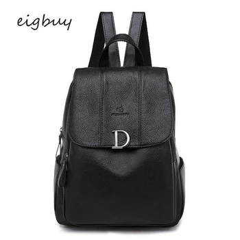 

Women Backpack Backpack Large Capacity Luxury Pu Cover Thread Black Retro School Bags For Teenagers Mochila Notebook Plecak