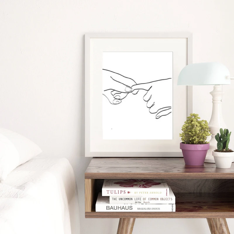 Heart-Hands-Kiss-Prints-Romantic-Wall-Art-Poster-Couple-Canvas-Painting-Love-Sketch-Line-Drawing-Holding