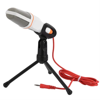

New Portable Audio Wired Stereo Condenser SF-666 Microphone With Holder Stand Clip For PC Chatting Singing Laptop