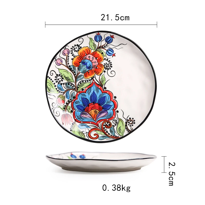 Европейский стиль цветочные столовые приборы набор керамическое обеденное блюдо фарфоровая десертная тарелка фрукты столовая посуда набор столовые инструменты