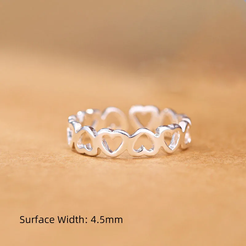 Stamp Creative Simple Heart Rings for Women Couples Korean Fashion Party Jewelry Adjustable - Image 2