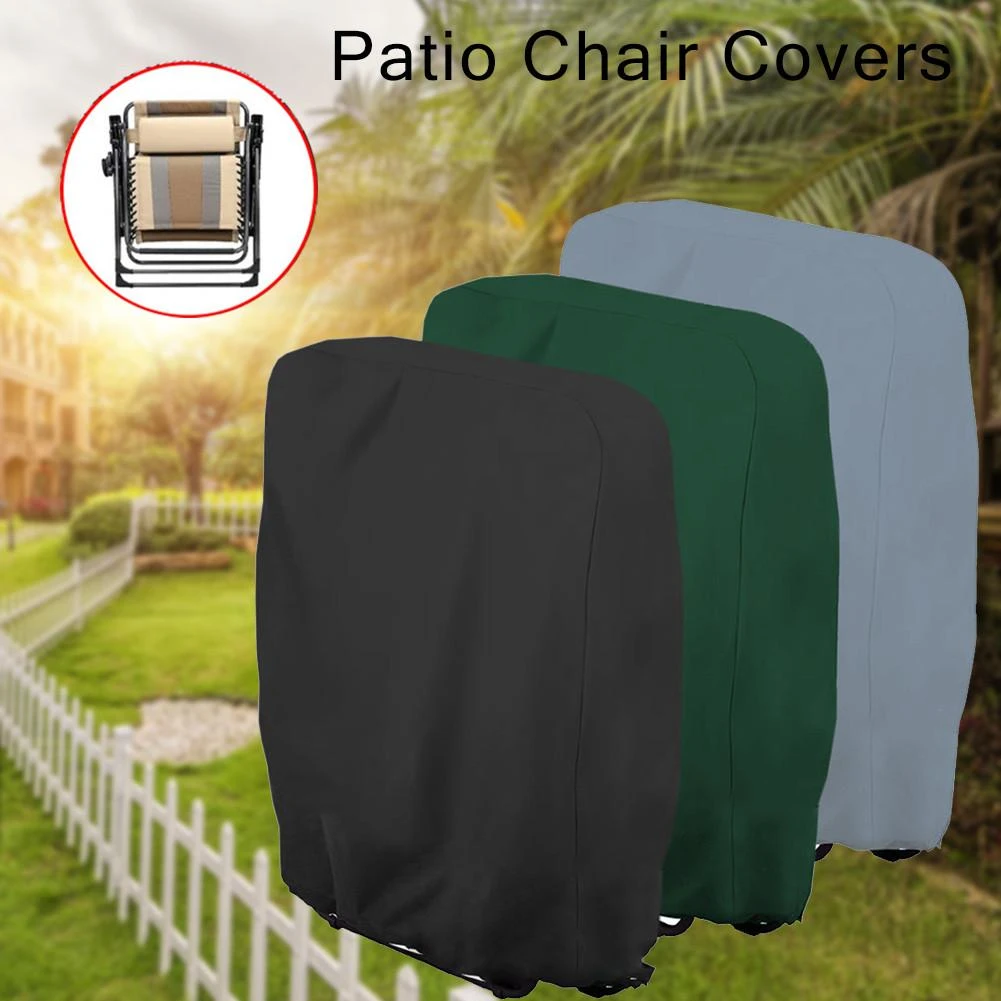64 x 64 x 120cm tefnuts Garden Chair Cover 2 Pack 210D Oxford Fabric Waterproof Anti-UV Tear-proof Reclining Patio Stacking Chair Cover Outdoor Patio Furniture Cover