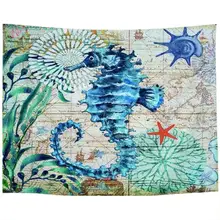 Гобелен из полиэстера с морским коньком, Настенный Коврик для йоги, пляжное полотенце, Декор