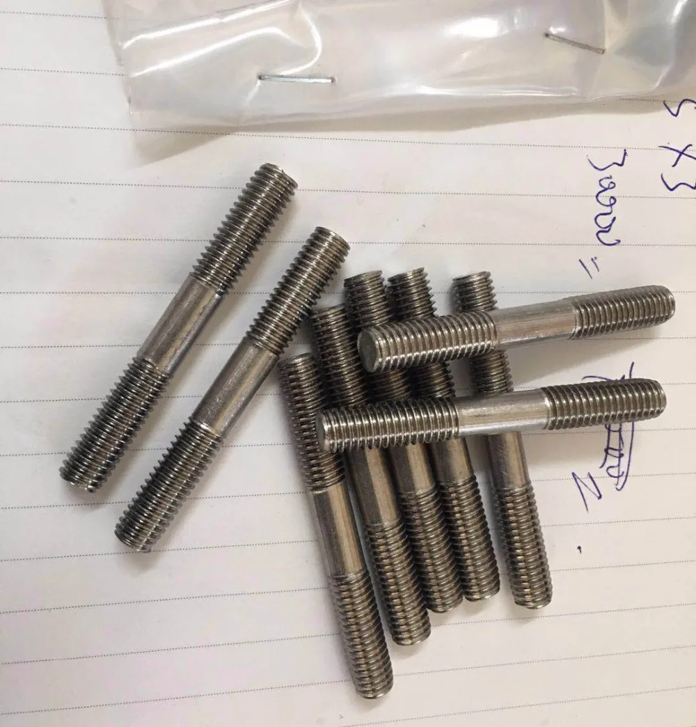 10 шт./лот M12 * 60/80/100/120/150 200 титановый двухконцевой болт с двойной резьбой Дюбель