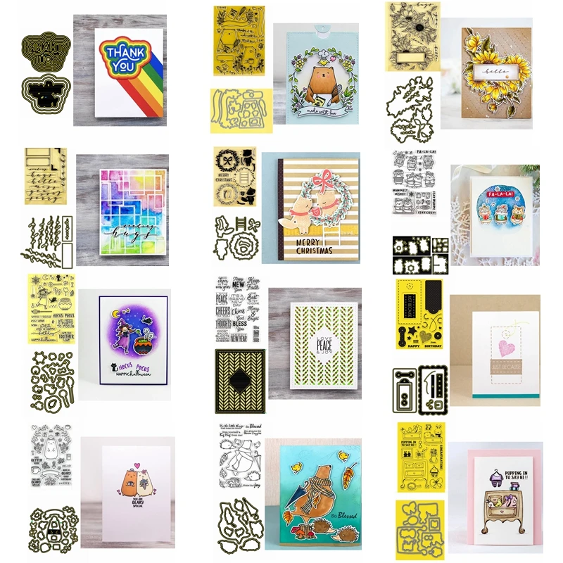 

Mixed Flowers Sentences Animals Merry Christmas Cutting Dies With Clear Stamp Crafts DIY Card Album Making New Dies 2019