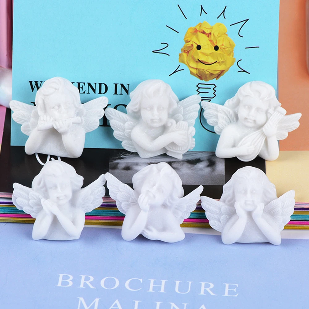 10 Pcs Cute White Wing Angel 3D Resin Charms Slime Clay Accessores Toys Eardrop DIY Handmade Accessory