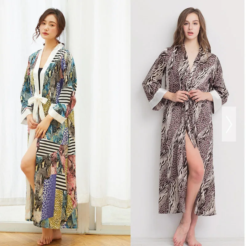 Robe For Femme gown satin silk robe bathrobe sexy casual printed robe bridesmaid robes plus size female sleepwear home service