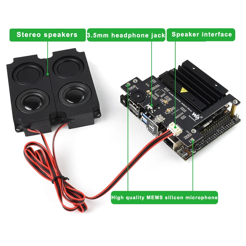 Jetson Nano Usb Módulo de Codec de Áudio Drive-livre Placa de Som Embutido Microfone Alto-falante Cabeçalho para Jetson Nano 2gb B01 - Imagem 4