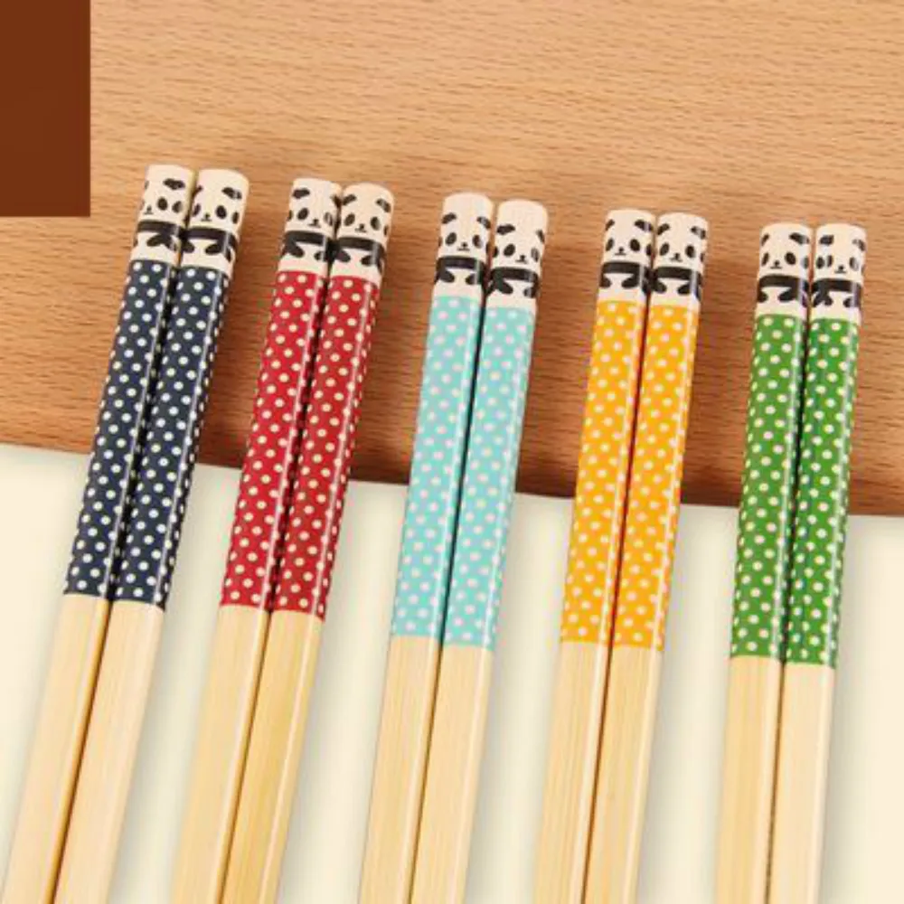 

5 pair of reusable multi-color pattern Japanese bamboo chopsticks set 5 pairs of Chinese food dessert chopsticks cute korean