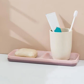 

Drain Soap Box Strong Seamless Paste Soap Box Double Layer Double Compartment Bathroom Soap Box Toilet Shelf