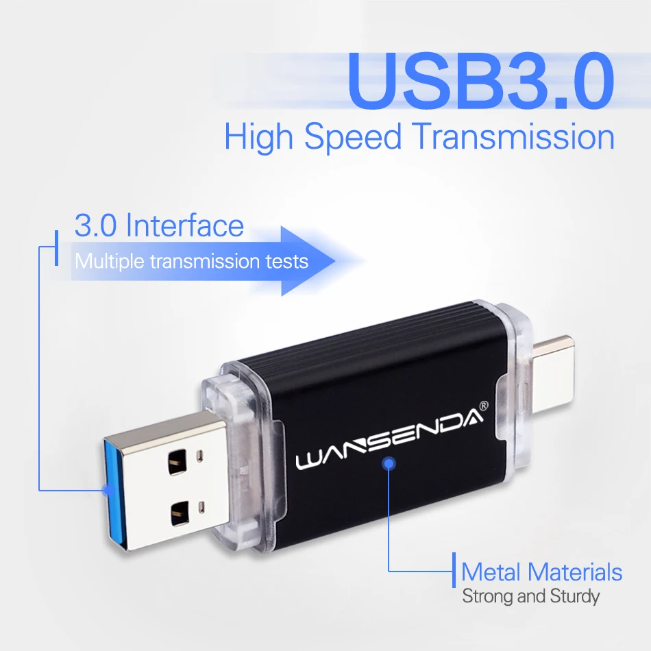 Флеш-накопители WANSENDA OTG type-C USB 3,0 512 ГБ 256 ГБ флеш-накопитель для Android/PC type C 128 Гб 64 ГБ 32 ГБ 16 ГБ высокоскоростной флеш-накопитель