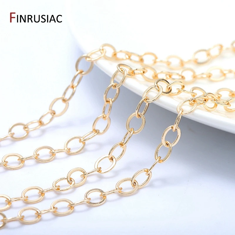 

DIY Jewellery Chain Bulk 2020 New 14K Real Gold Plated Brass Round Cuban Chain For Jewellery Making Supplies