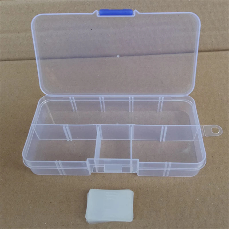 1 шт. пластиковая прозрачная многофункциональная высокостойкая коробка для ловли приманки 13*7*2,2 см с 10 отделениями Удобная коробка для приманки