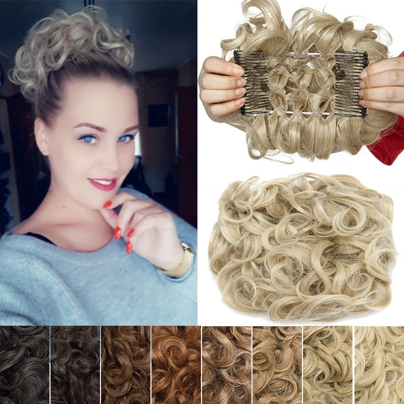 S Noilite Scrunchy Hair Bun Messy Curly Chignon Synthetic