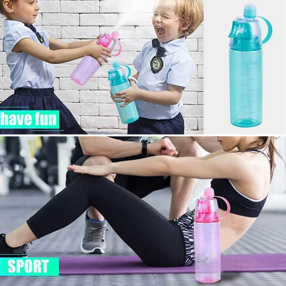 400 ML Water Creative Spray Water Cup Simple Cooling Physical Exercise Spray Water Bottle Household Drink Camping Sport PC