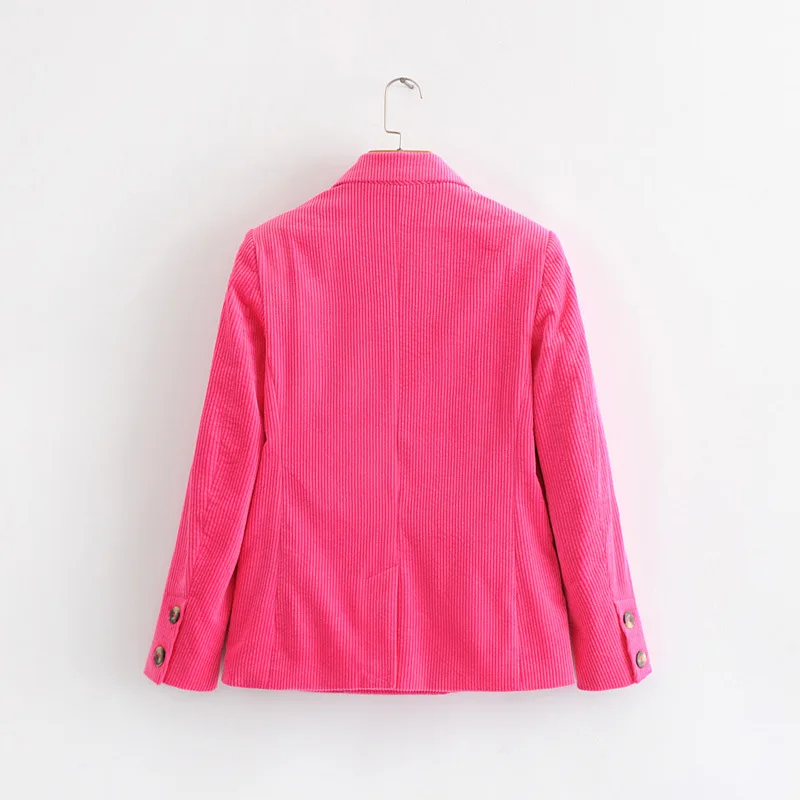 

Autumn And Winter New Style Europe And America WOMEN'S Dress-Style Solid Color Corduroy Suit Double Breasted Coat Tops W2918