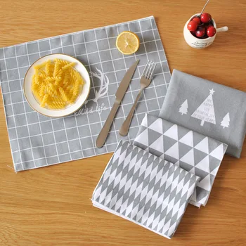 

Nordic Style Tea Towel Recyclable Washable Cotton Linen Cloth Kitchen Textile Napkin Heat-Proof Mat Home Use Kitchen Towel 30*40