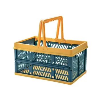 

Collapsible Crate Plastic Folding Storage Box Basket Portable Basket Car Storage Outdoor Picnic Organizer with Handle