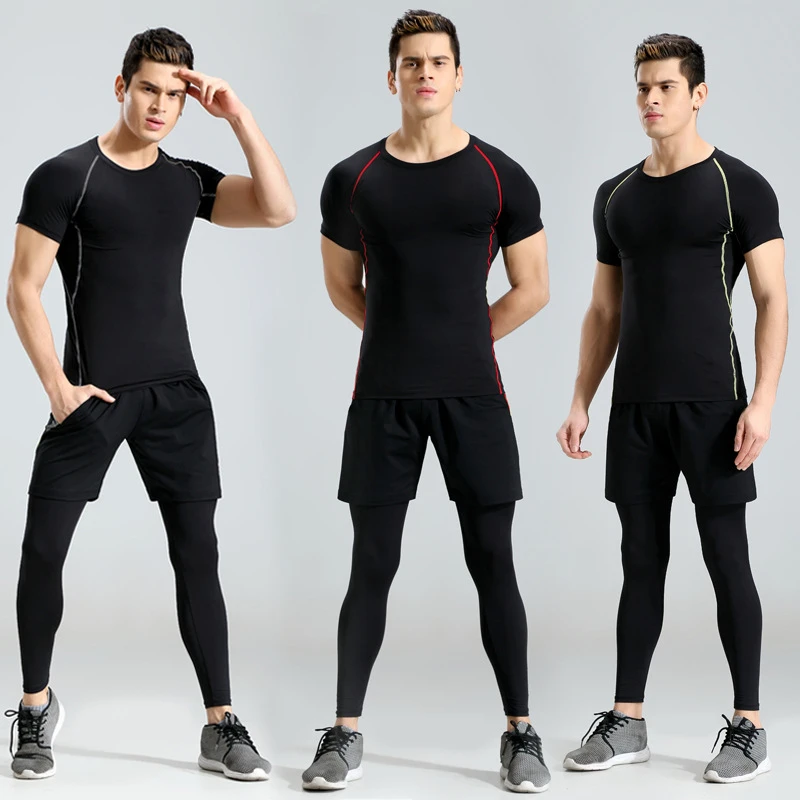 Mens Gym Workout Clothes Compression Shorts Tops Training Fitness Dri-fit Tights