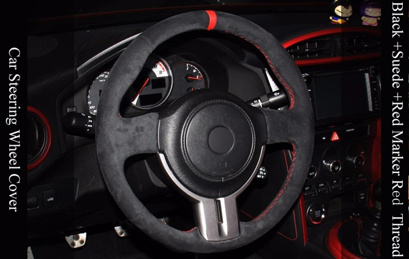 Черный замшевый DIY ручной сшитый чехол рулевого колеса автомобиля для Toyota 86 Subaru BRZ