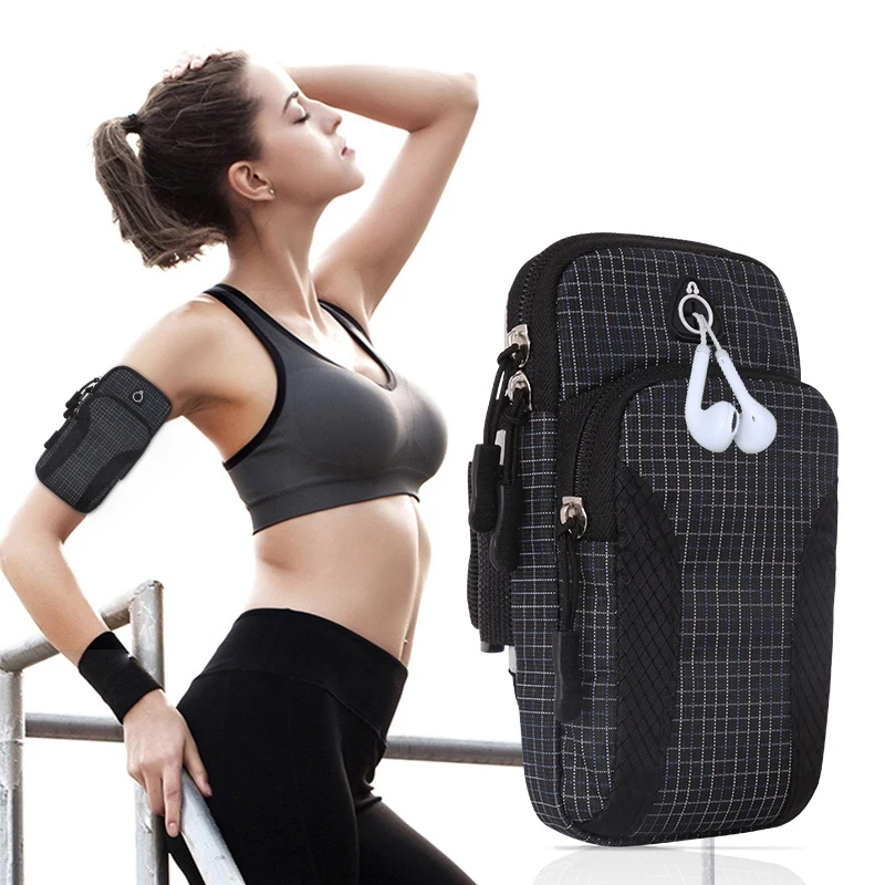 Sport Armband Case Holder Zippered Fitness Running Arm Band Bag Pouch Adjustable Joggin Workout Phone Cover Smart Phone Bag