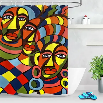 

Abstract African Indigenous Shower Curtain Set Bathroom Fabric Bath Curtains
