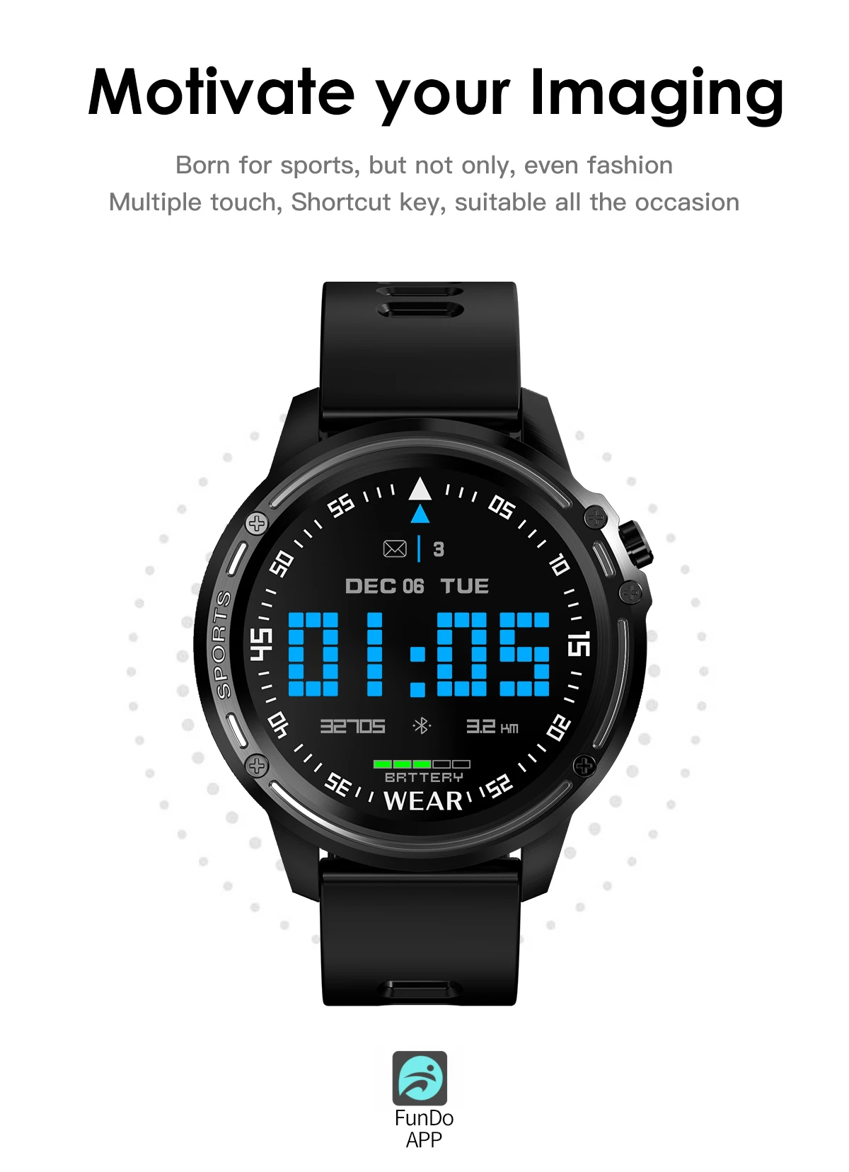 Torntisc L8 PPG+ ECG Full Round Display Smart Watch Men IP68 Waterproof Heart Rate Blood Pressure Sport Smartwatch