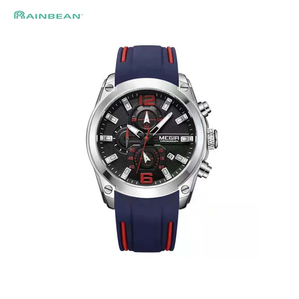 

Watches Men's Chronograph Analog Quartz Watch with Date Luminous Hands Waterproof Silicone Rubber Strap Wristswatch for Man