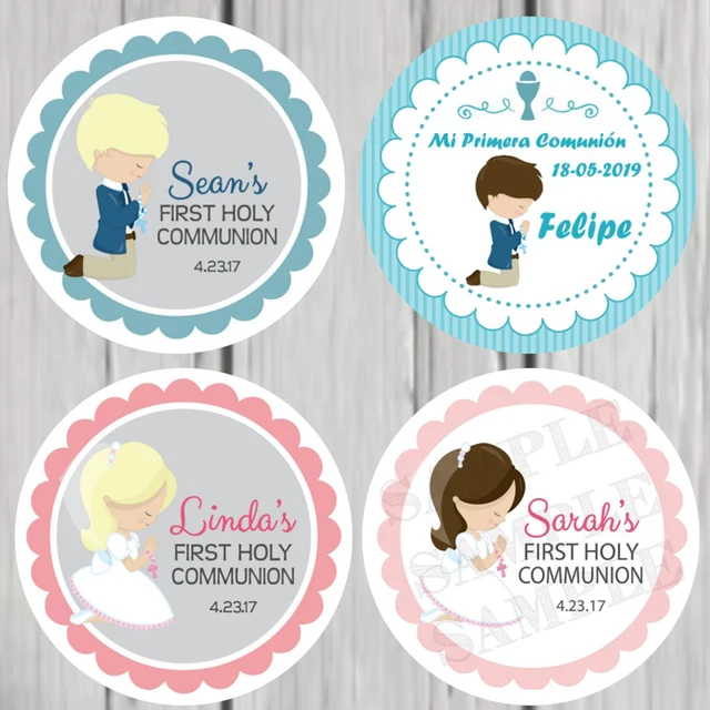 Personalized set of 50 Boys First Communion Tags for Favors 