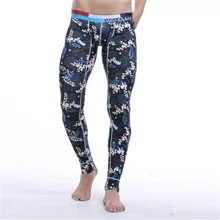 Хлопковые теплые мужские кальсоны с принтом, леггинсы, нижнее белье, штаны