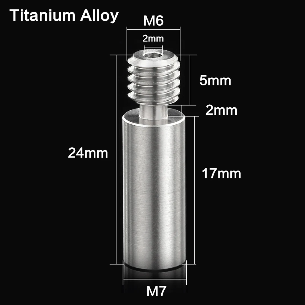 3DSWAY 3D Printer Parts Titanium Alloy Heatbreak Smooth Throat M6 M7 Thread Heat Break E3D V6 Hotend Heater Block Nozzle 1.75MM head printer 3D Printer Parts & Accessories