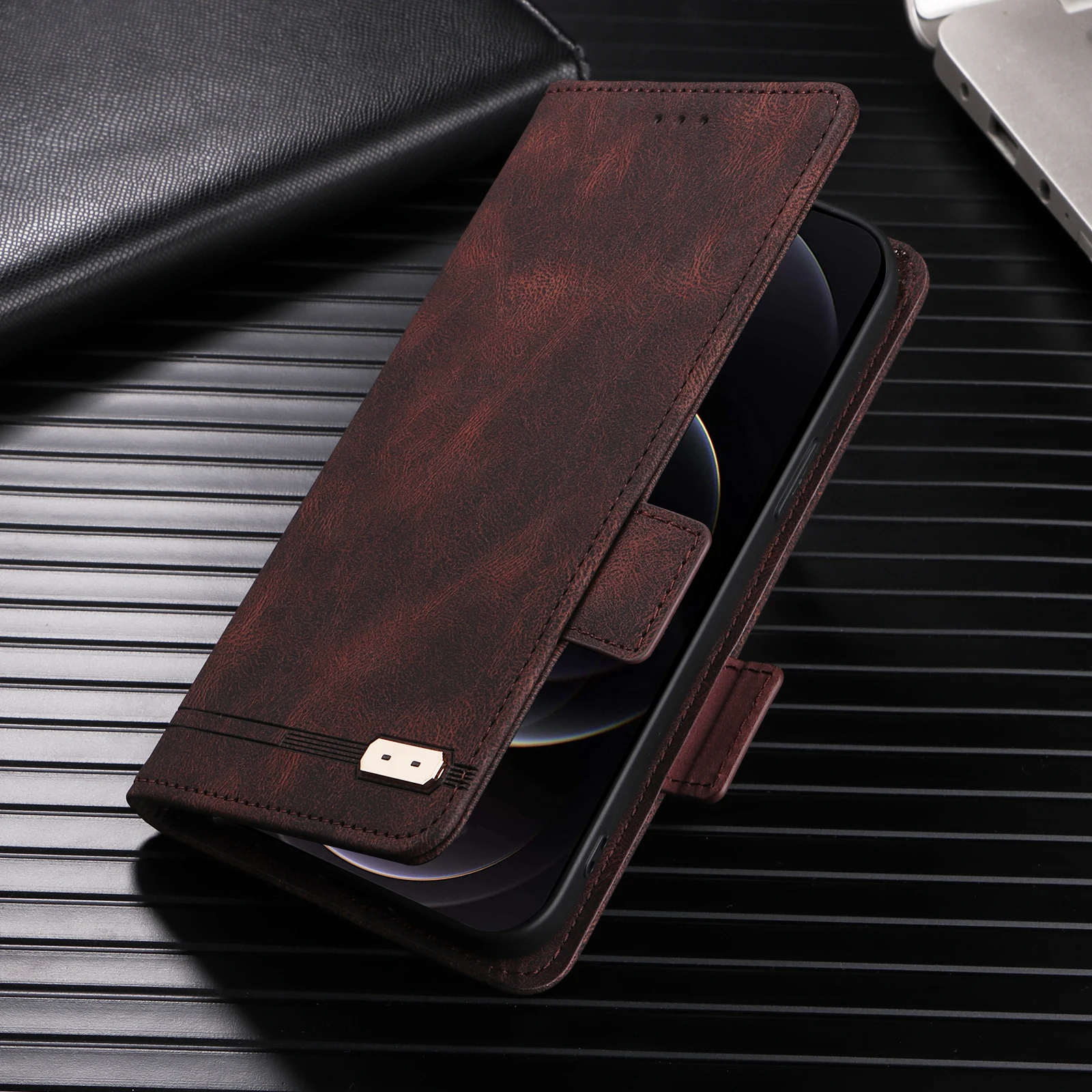 Luxury Leather Flip Wallet Case with Magnetic Cover