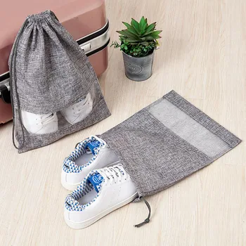 

Creative Travel Accessories Drawstring Shoes Bags Women Men Linen Dustproof Cover Shoes Organizer Travel Cosmetic Pouch Portable