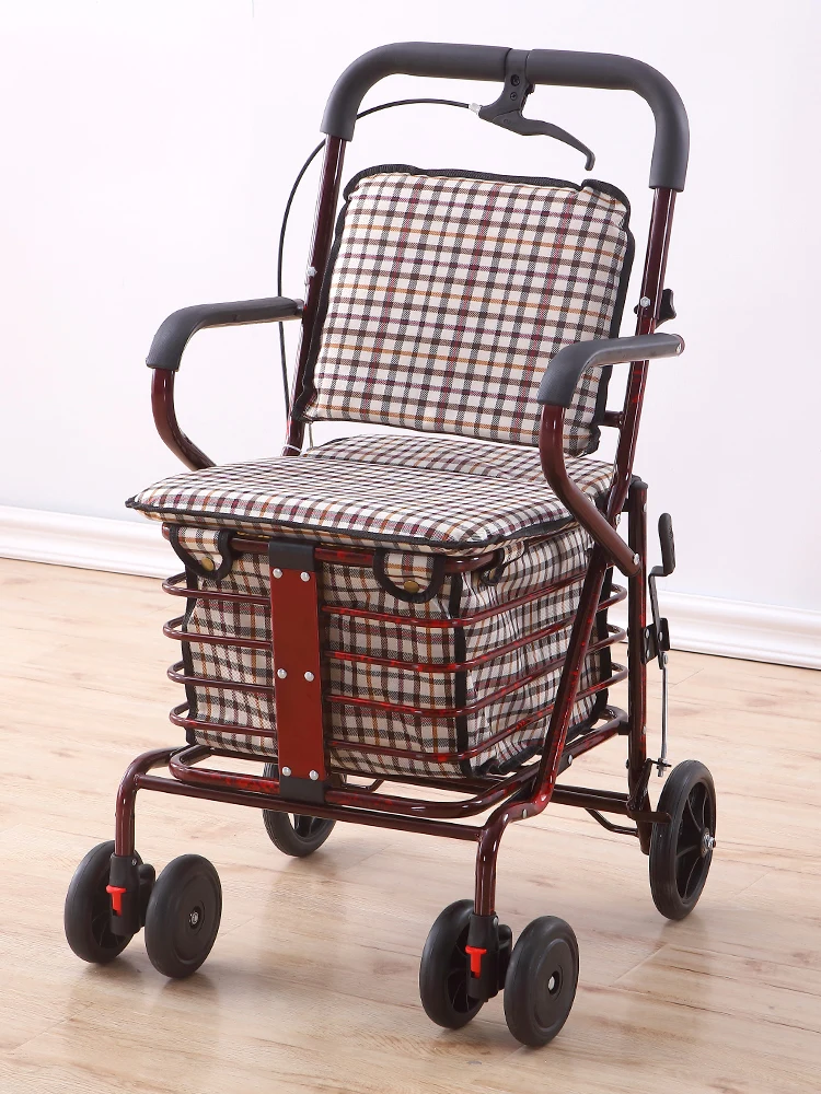 

Old-age Walkerfold Shopping Cart Can Sit Four Wheels of Old People Help Cart Home To Buy Vegetables Can Push Small Puller